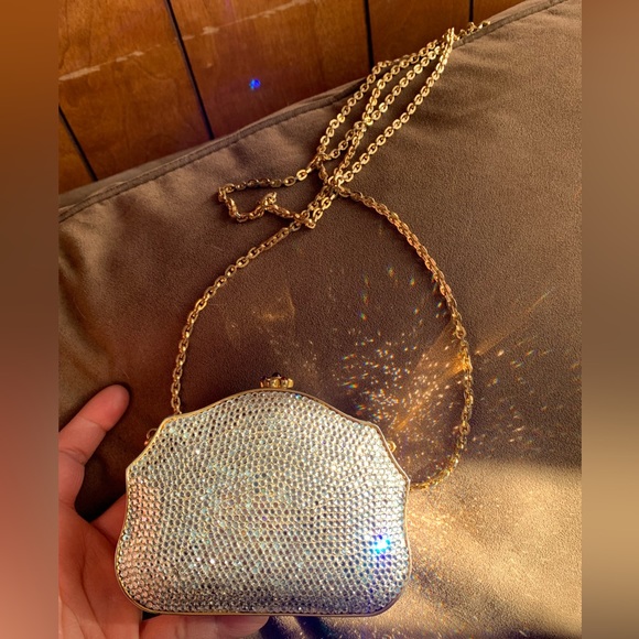 Authentic Judith Leiber Fullbead Minaudiere Evening Clutch Shoulder Crossbody - Picture 5 of 16